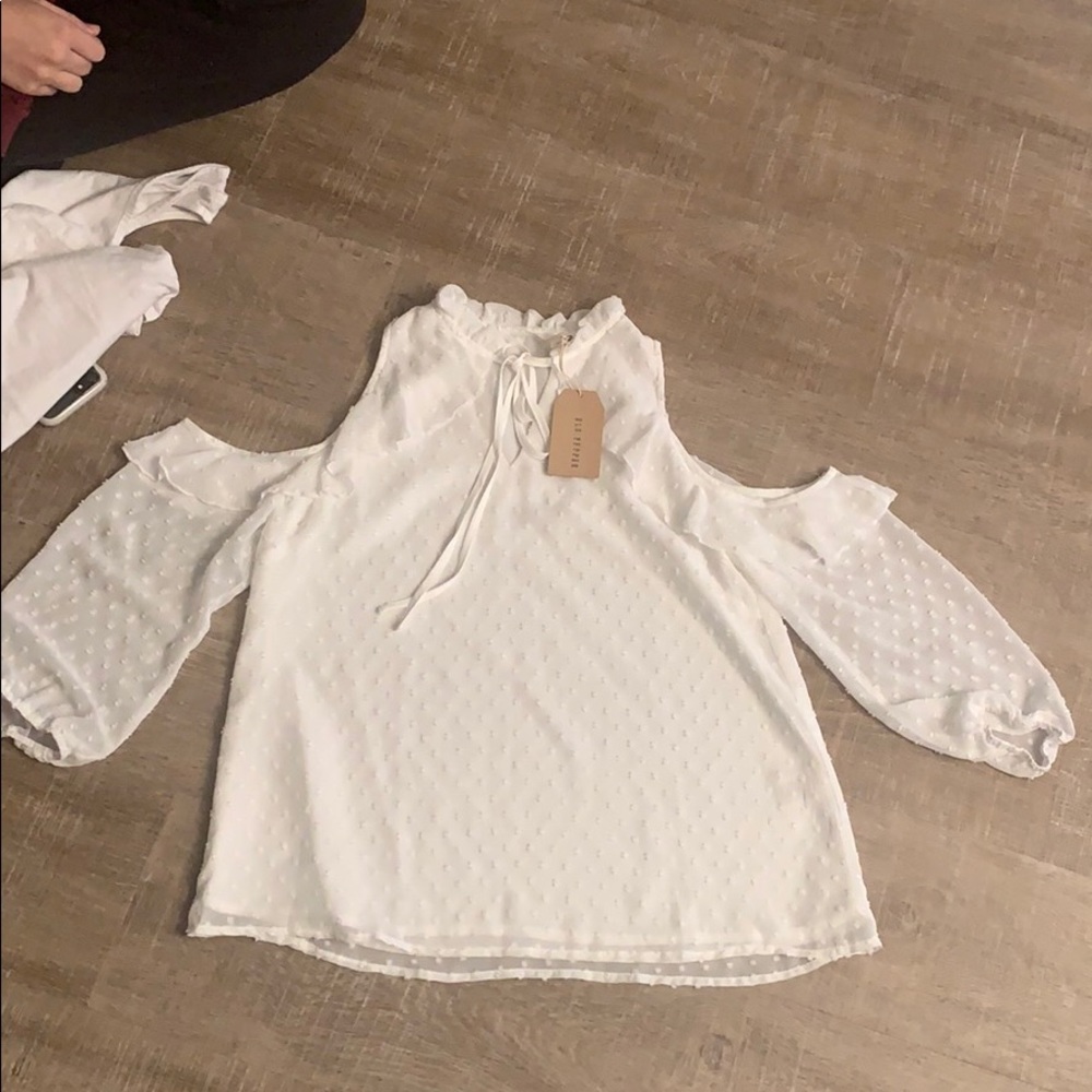 White Blouse with Cut out shoulders